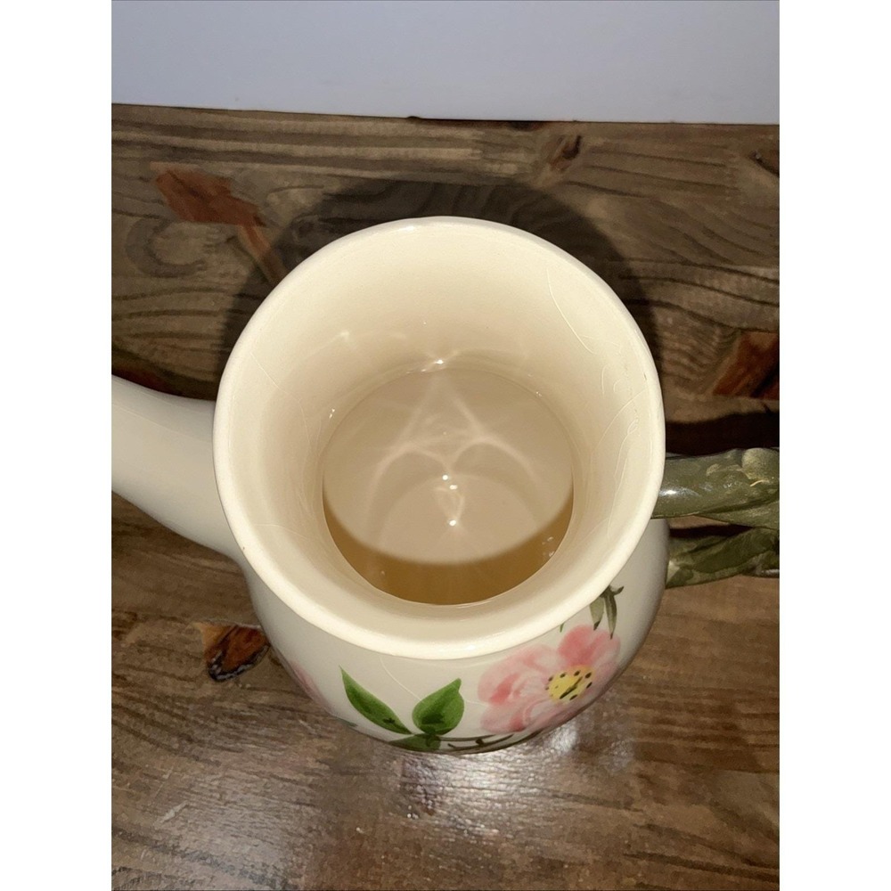 Franciscan Desert Rose Coffee Pot W/ Lid USA Pink Roses Green Handle Pottery Vtg - Picture 10 of 15